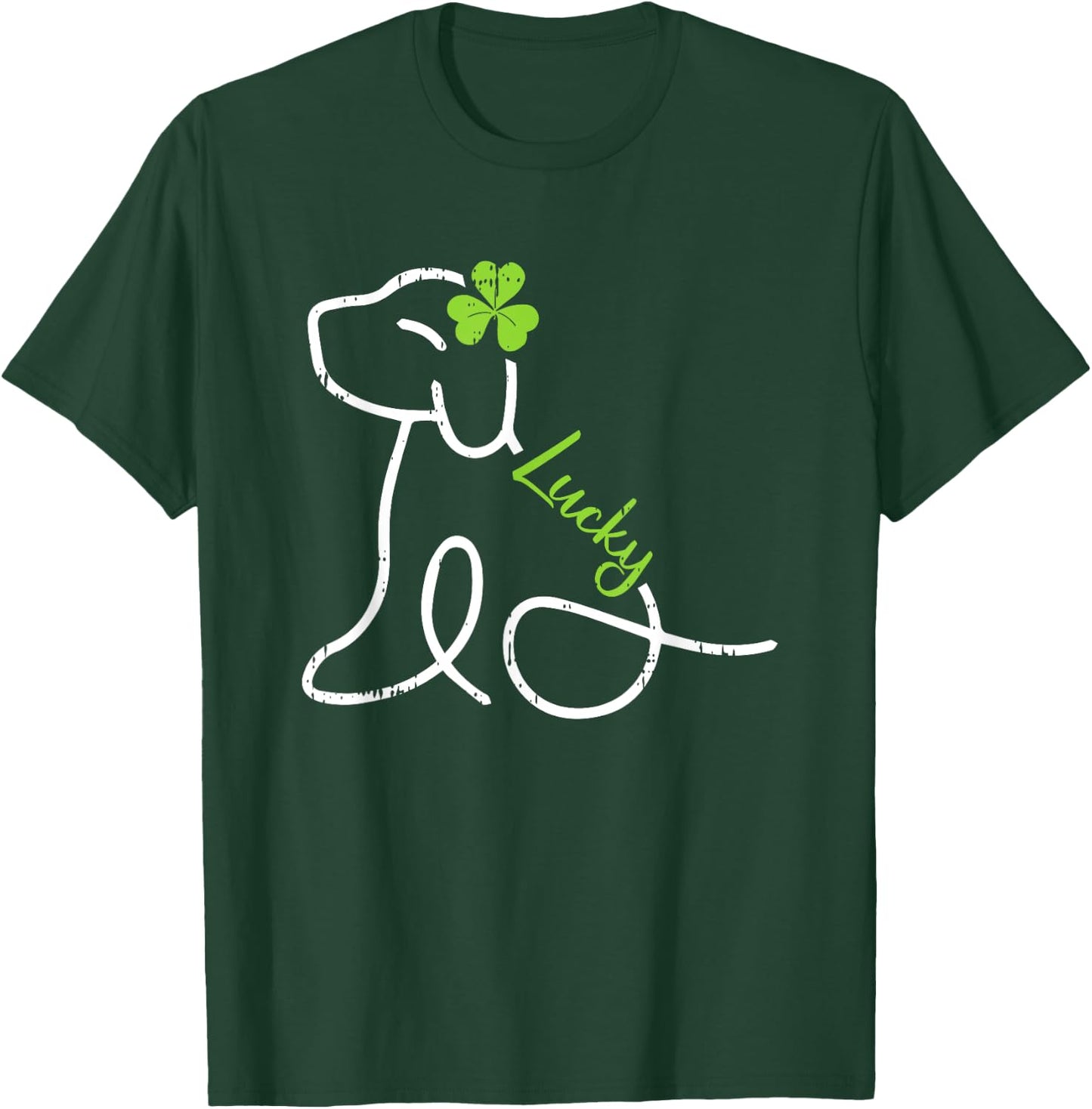 Lucky Dog St Patricks Day Cute Irish Puppy Shamrock Clover Men Women Kids T-Shirt - T-Shirt | Forest