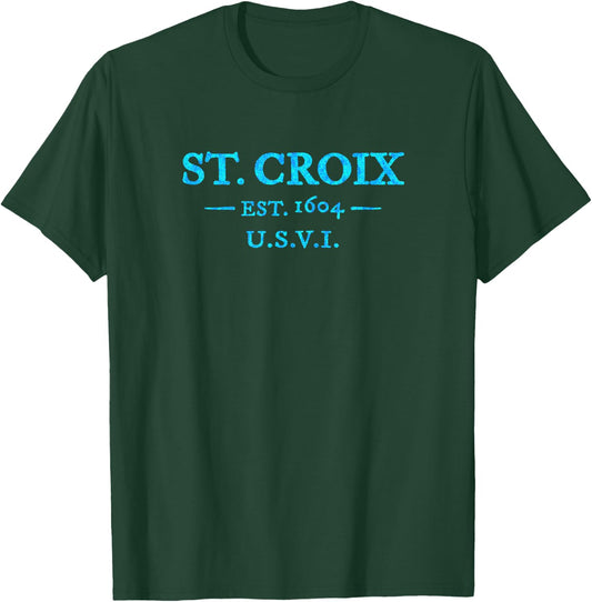 St Croix Retro Throwback Letter Colorful Vacation Souvenir T-Shirt - T-Shirt | Forest