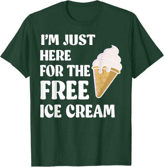 I'm Just Here For The Free Ice Cream Funny Cruise 2023 Women Girls Kids T-Shirt - T-Shirt | Forest