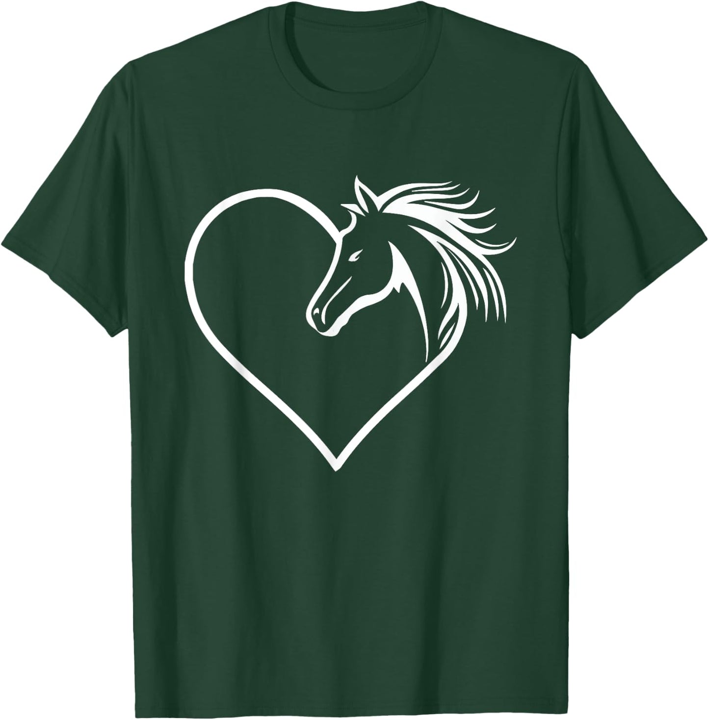 Horse Heart Shaped - Animal Horseman Horses Equestrian T-Shirt - T-Shirt | Forest
