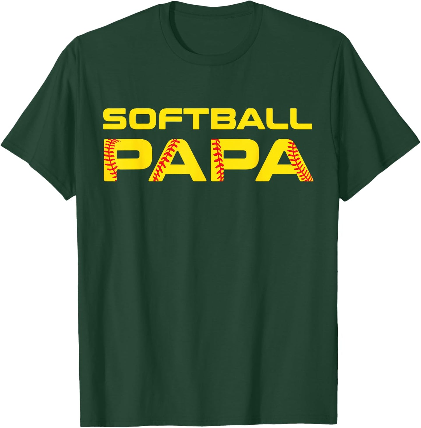 Yellow Print Softball Papa T-Shirt - T-Shirt | Forest