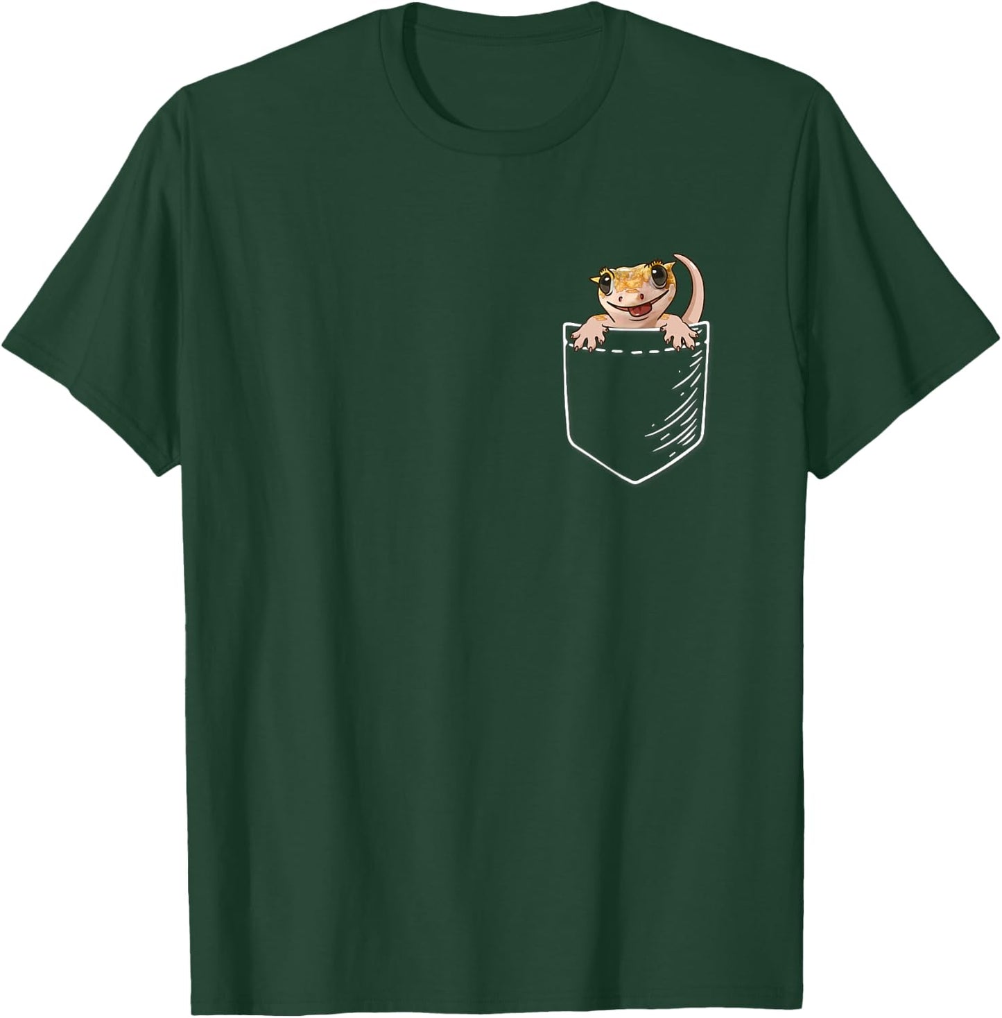 Pet Lizard Pocket Pangea Crested Gecko Lover T-Shirt - T-Shirt | Forest