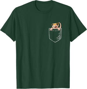 Pet Lizard Pocket Pangea Crested Gecko Lover T-Shirt - T-Shirt | Forest