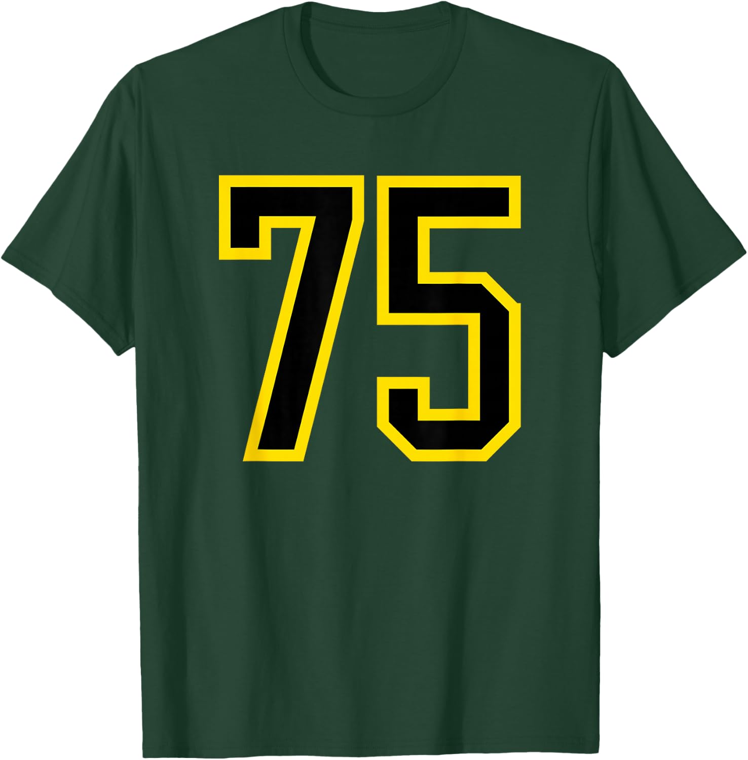Yellow Black Sports Team Number #75 T-Shirt - T-Shirt | Forest
