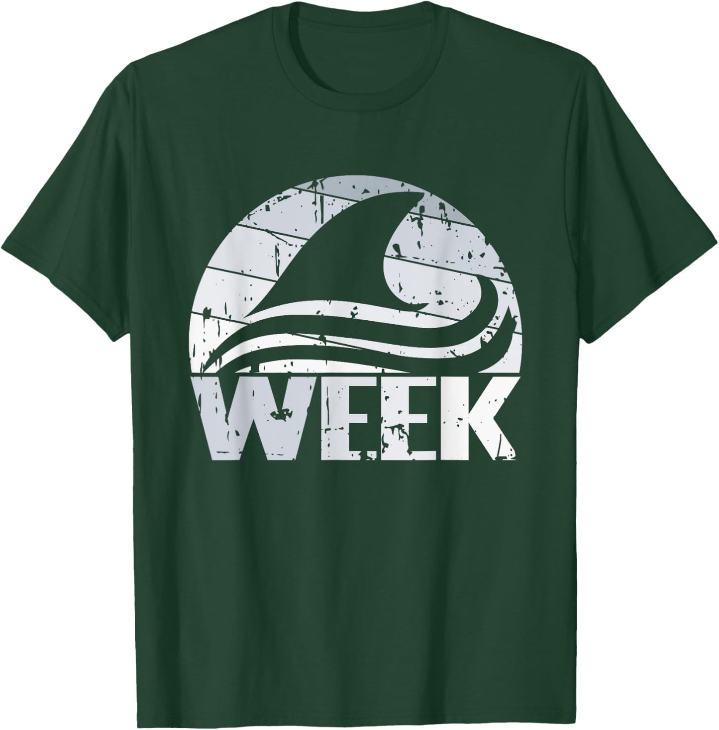 Retro Shark Fin Week 2024 Shark Lover Ocean Wildlife Summer T-Shirt - T-Shirt | Forest