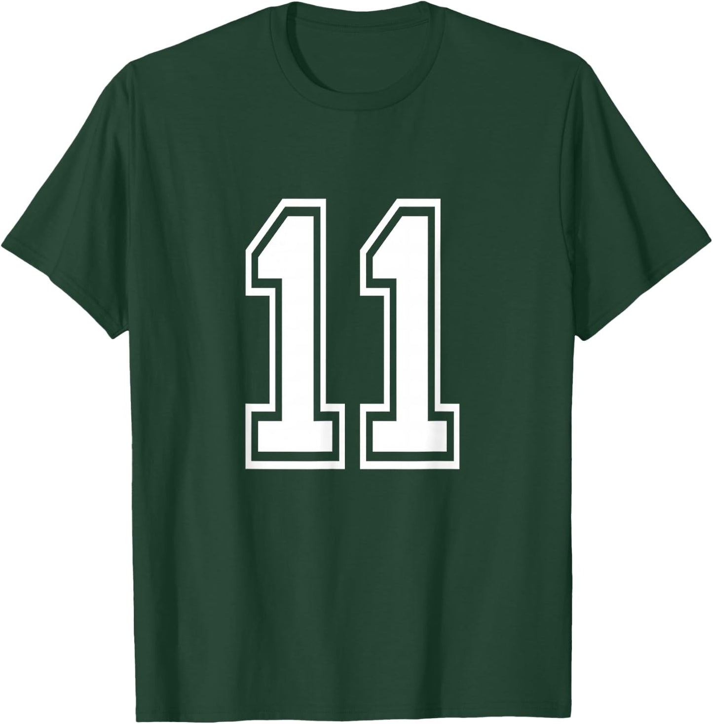 Number 11 Front + Back Varsity Sports Team 11th Birthday T-Shirt - T-Shirt | Forest