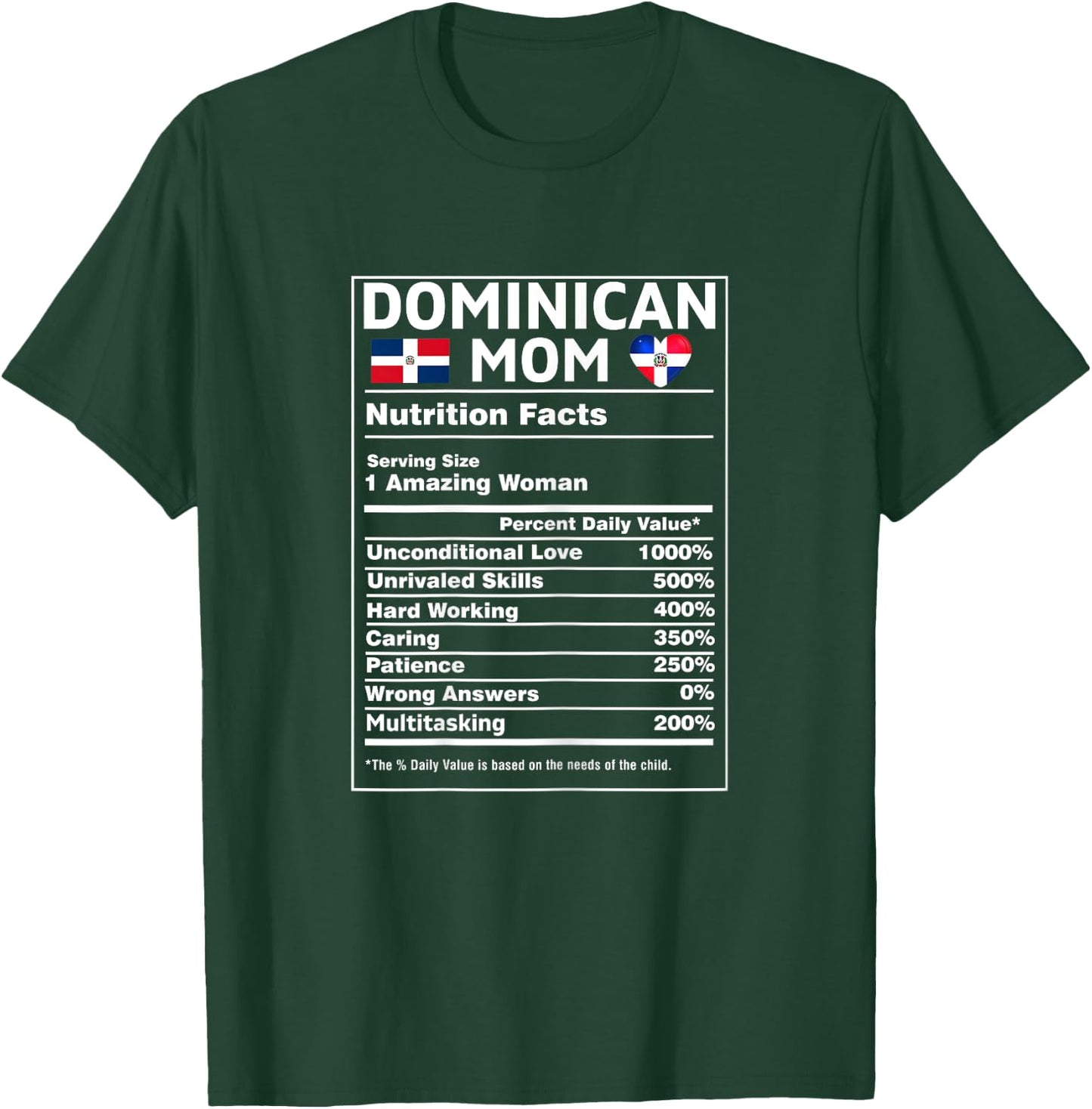 Dominican Mom Nutrition Facts Dominicana Republic T-Shirt - T-Shirt | Forest
