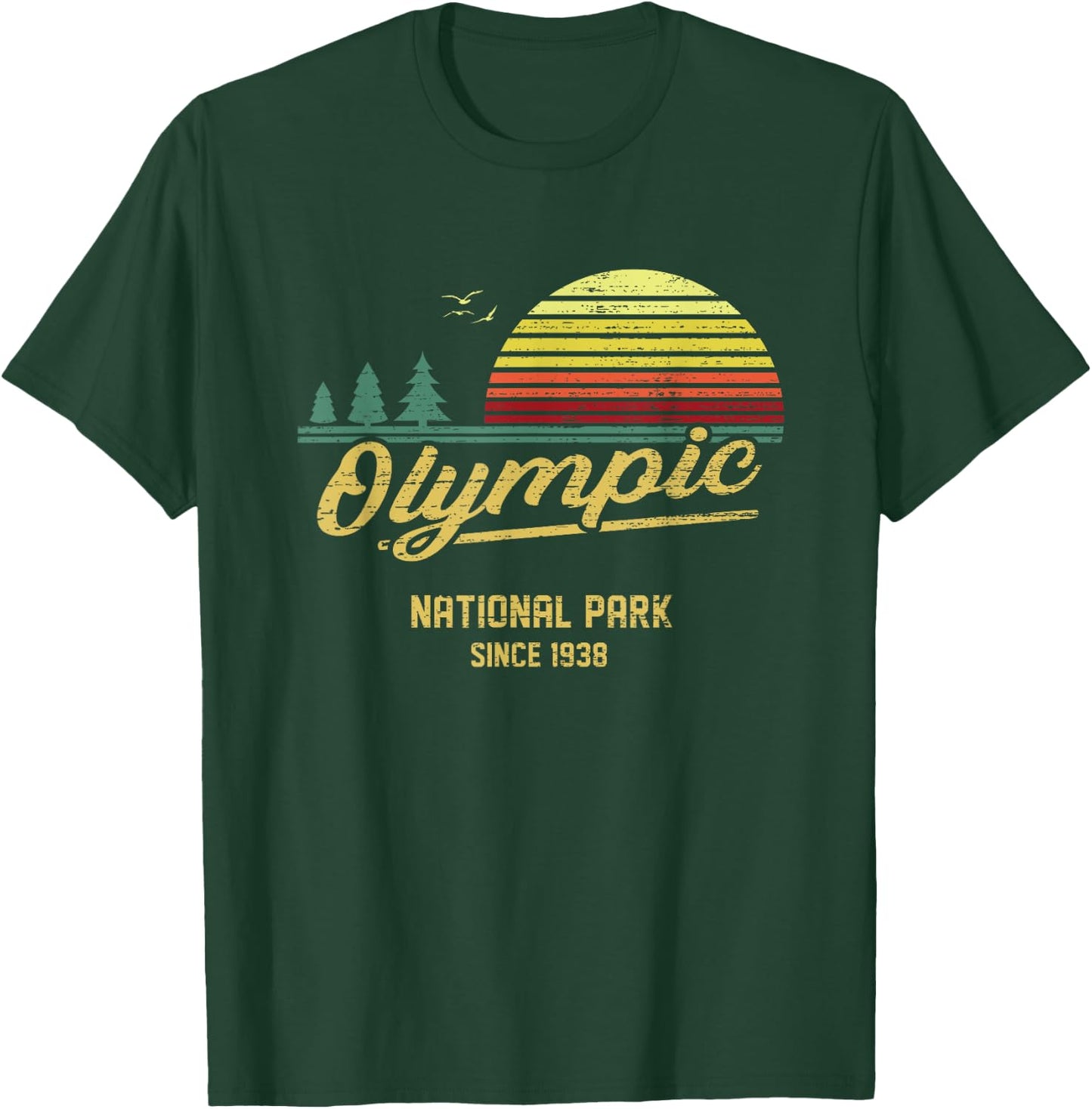 Olympic 1938 EST National Park Vintage Retro Outdoor Camping T-Shirt - T-Shirt | Forest