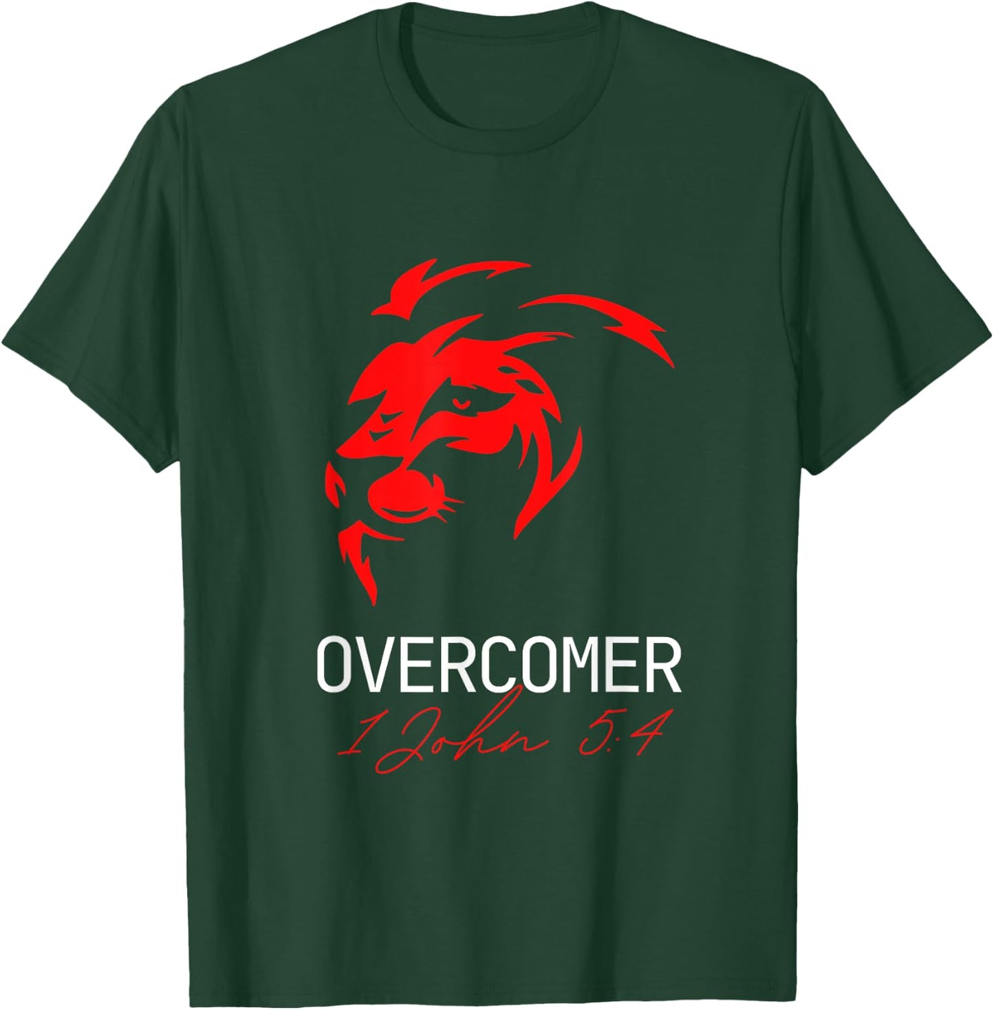 Christian Faith Overcomer Motivational Lion T-Shirt - T-Shirt | Forest