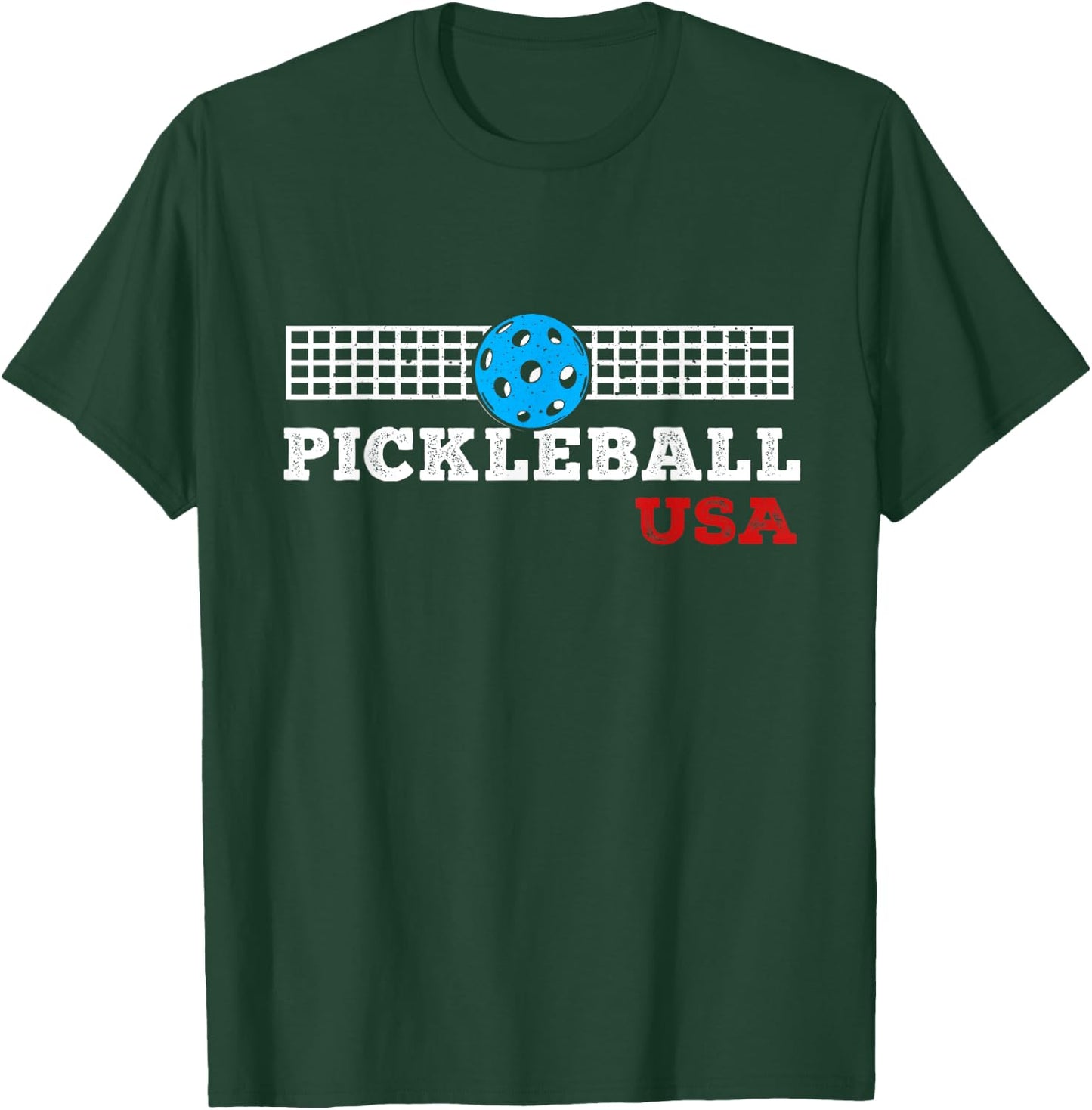 Pickleball Support the Team Pickleball Player USA Flag T-Shirt - T-Shirt | Forest