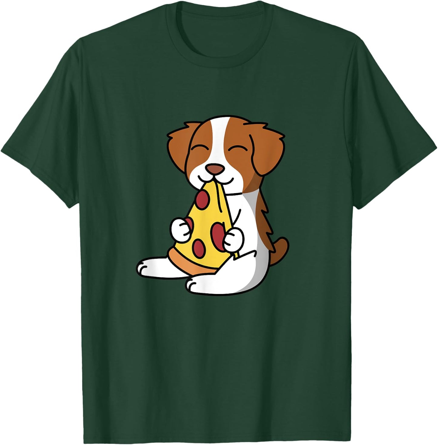 Brittany Spaniel Eating Pizza Dog T-Shirt - T-Shirt | Forest