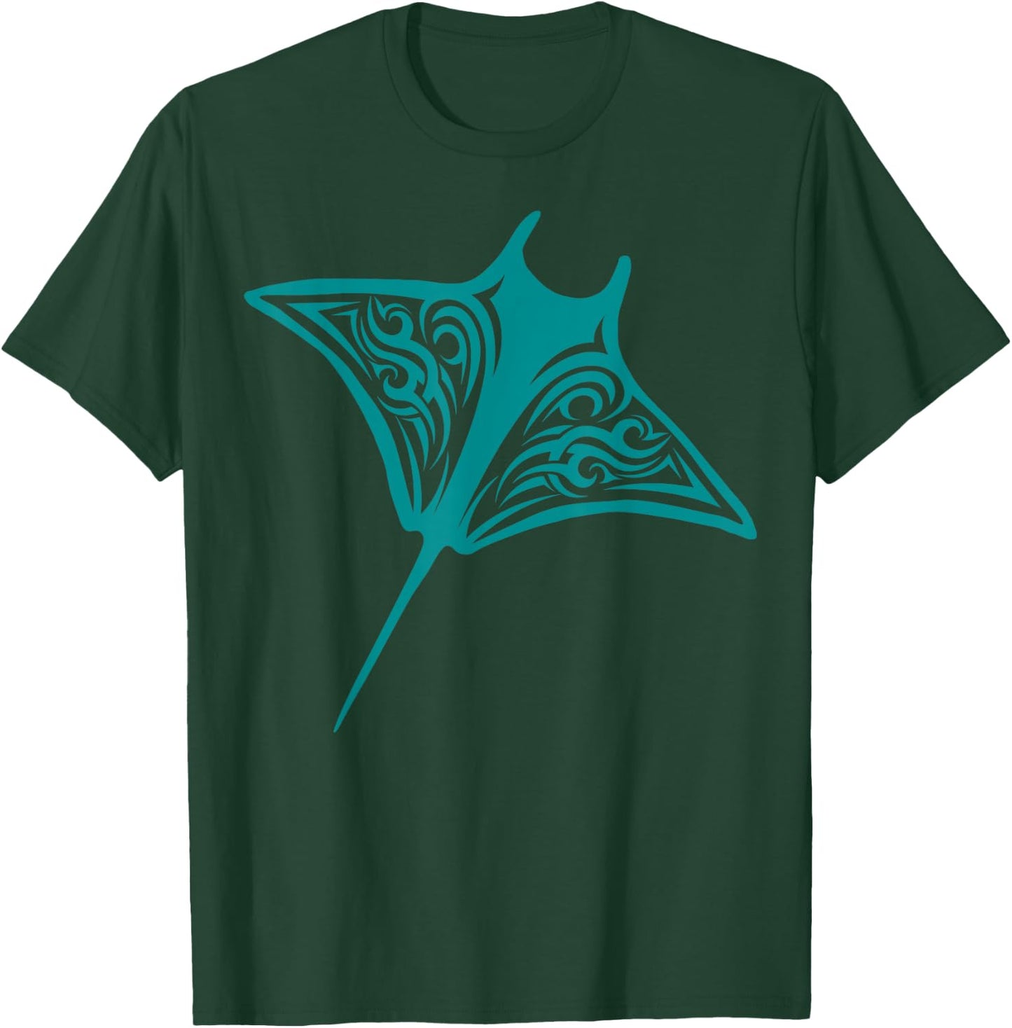 Manta Ray Hawaii Tribal Stingray Fish Ocean Biologist T-Shirt - T-Shirt | Forest