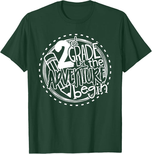 Let the 2nd Grade Adventure Begin Second Grade Teacher Women Girls Kids T-Shirt - T-Shirt | Forest