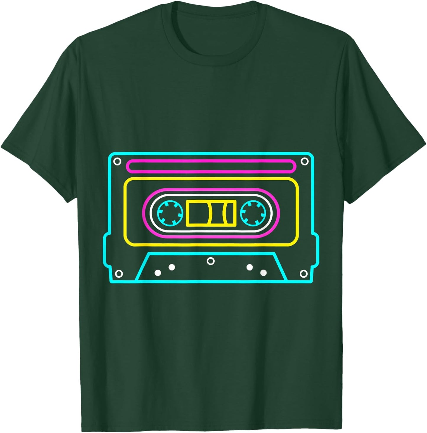 Cassette NEON Tapes Mixtapes 80s 90s Music Songs Retro T-Shirt - T-Shirt | Forest