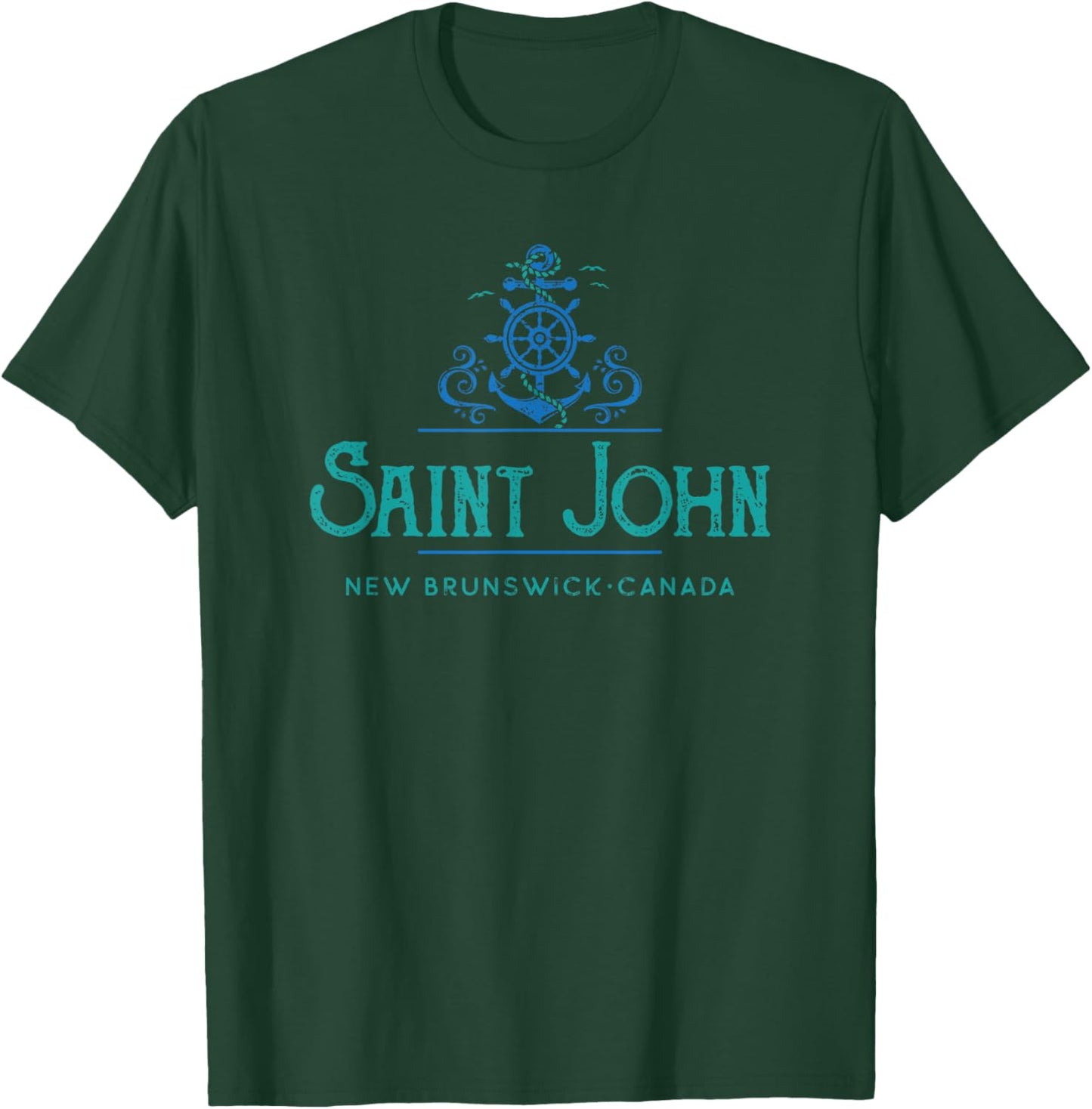Saint John, New Brunswick, Canada Nautical Design T-Shirt - T-Shirt | Forest