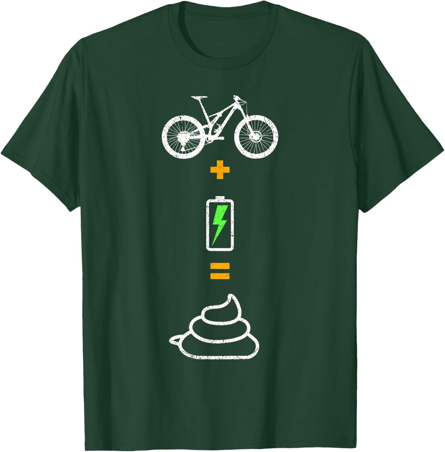 Anti e-bike, no motor, no battery, bicycle plus battery T-Shirt - T-Shirt | Forest