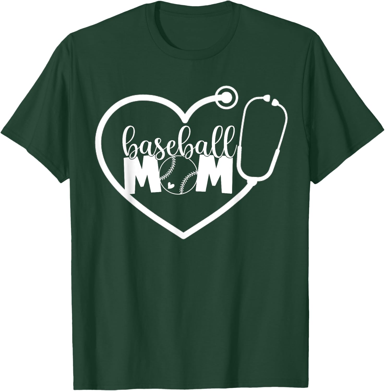 Nurse And Baseball Mom Stethoscope RN Registered Nurse T-Shirt - T-Shirt | Forest