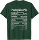 Pumpkin Pie Nutrition Facts Funny Food Calories Holiday Food T-Shirt - T-Shirt | Forest