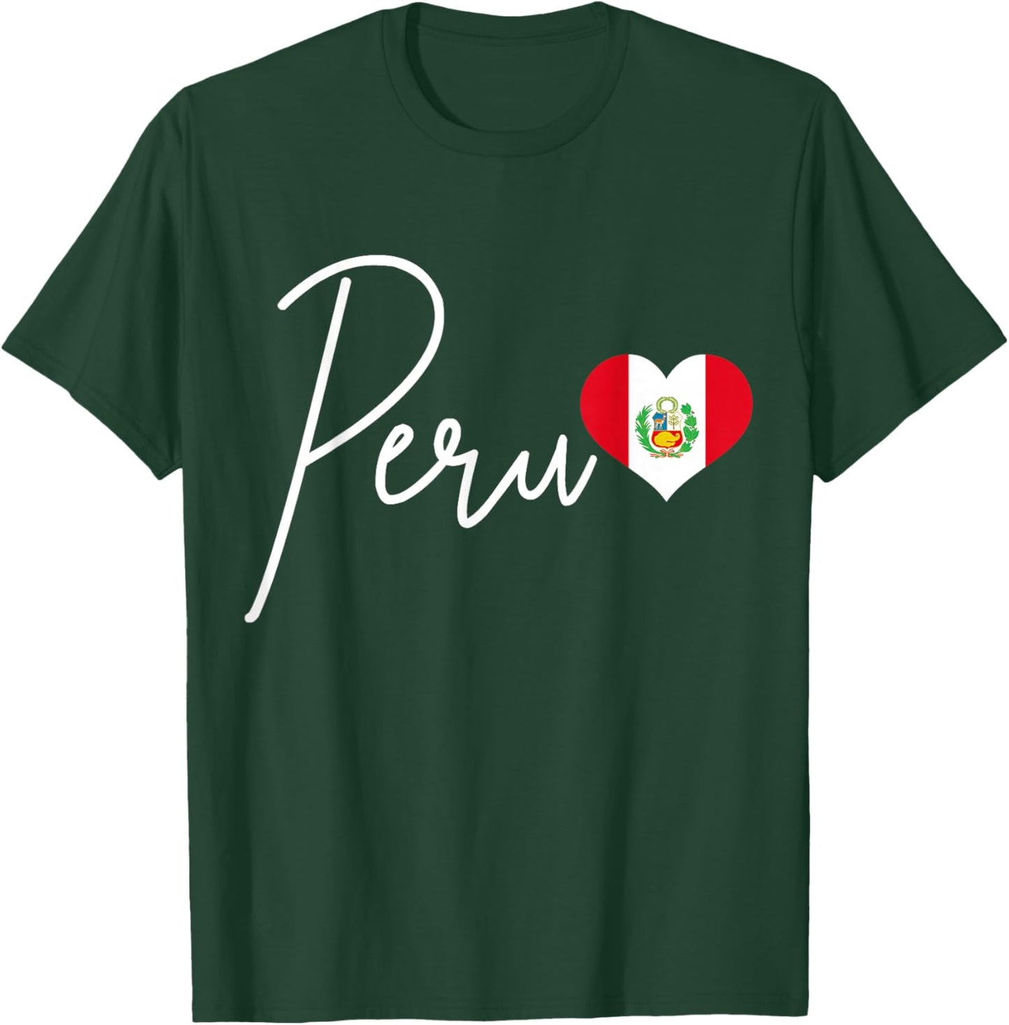 Peruvian Flag Heart Pride T-Shirt - T-Shirt | Forest