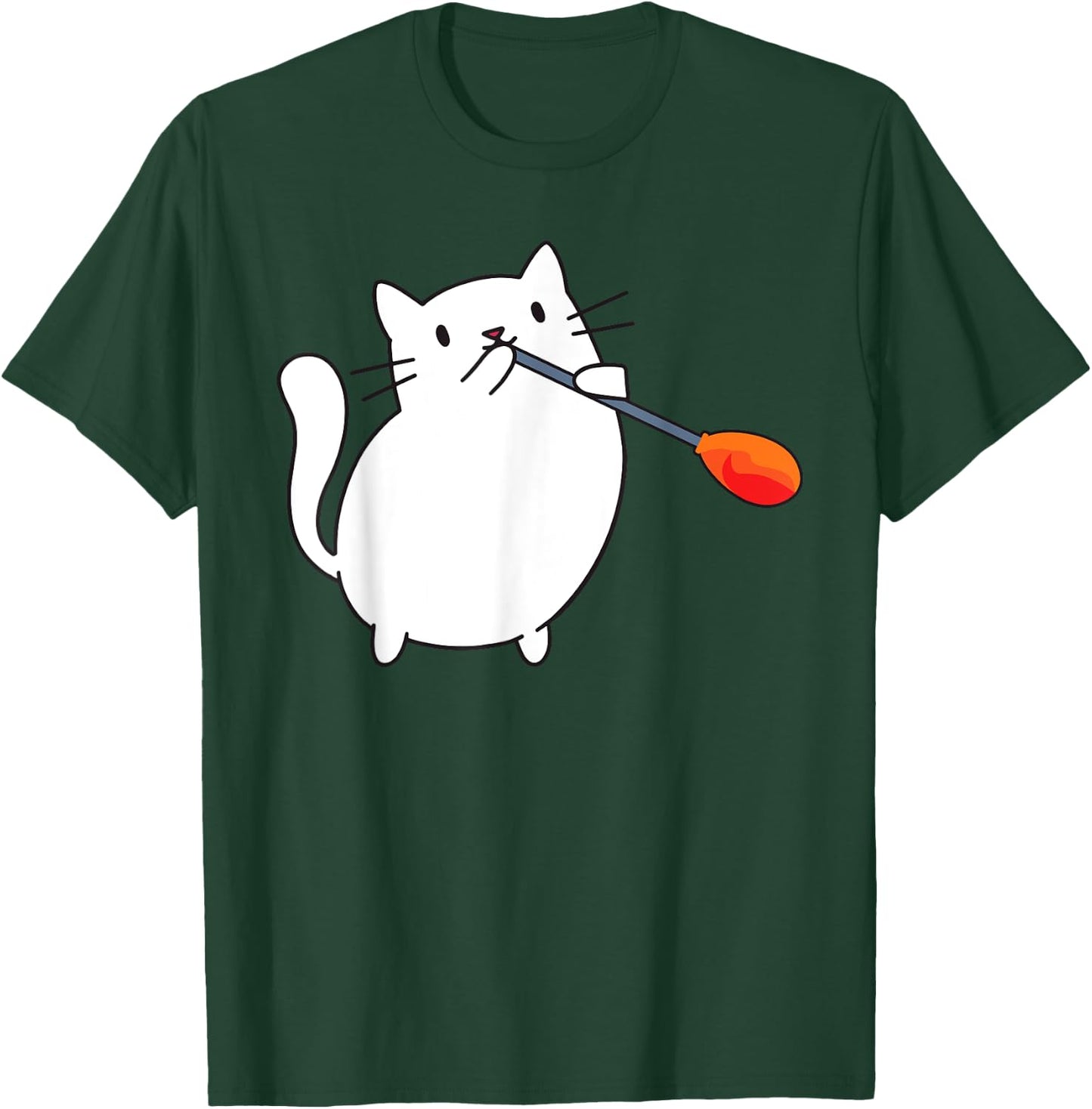 Glassworkers Gift Ideas Glassblowing Lover Cat Cute Funny Glassmith Glassblowing - Black, -Adults & Enthusiasts, , Short Sleeve, , All Seasons, Cartoon Pattern, Cat Theme T-Shirt - T-Shirt | Forest