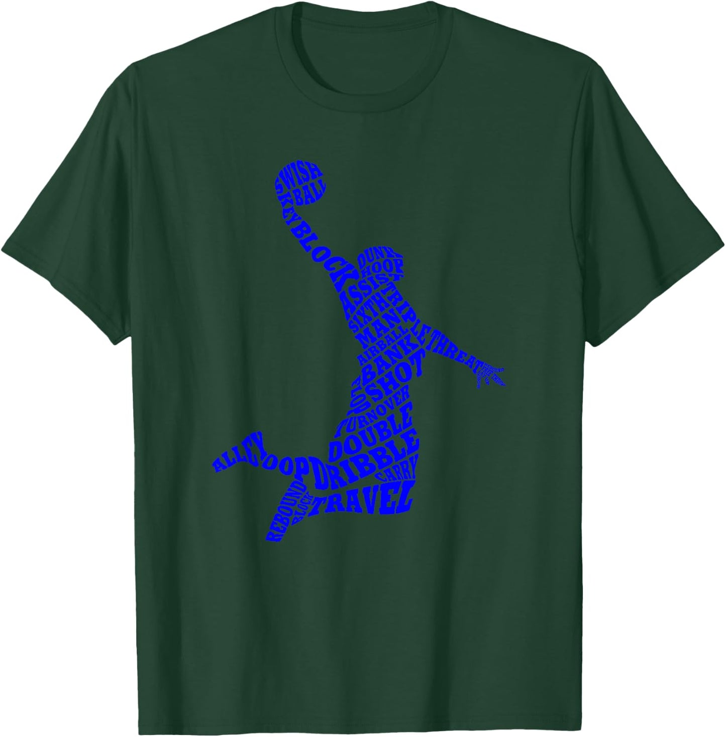 Basketball Player Typography Word Art T-Shirt - T-Shirt | Forest