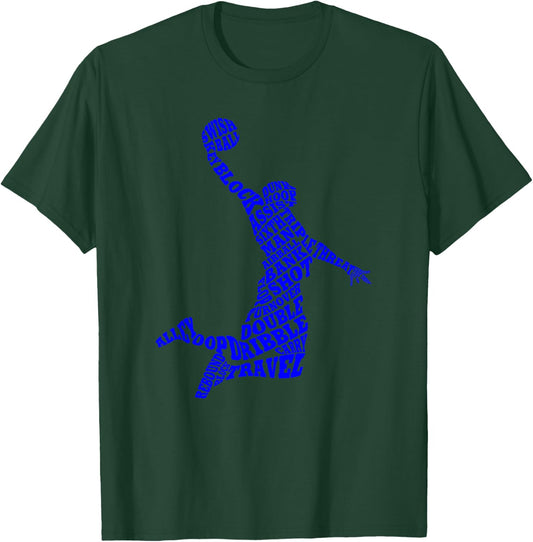 Basketball Player Typography Word Art T-Shirt - T-Shirt | Forest