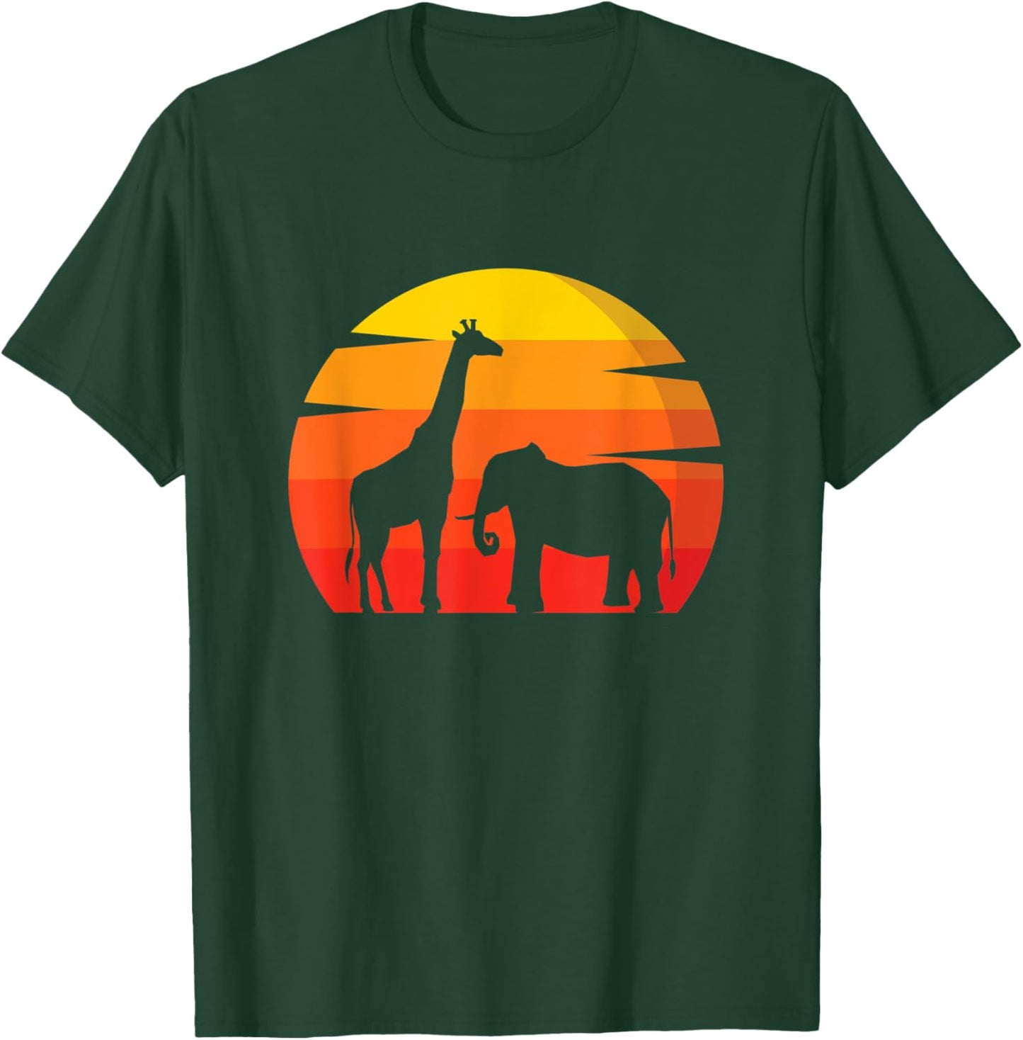 Elephant Giraffe Vintage Animal Lover Zoo Africa Animals T-Shirt - T-Shirt | Forest