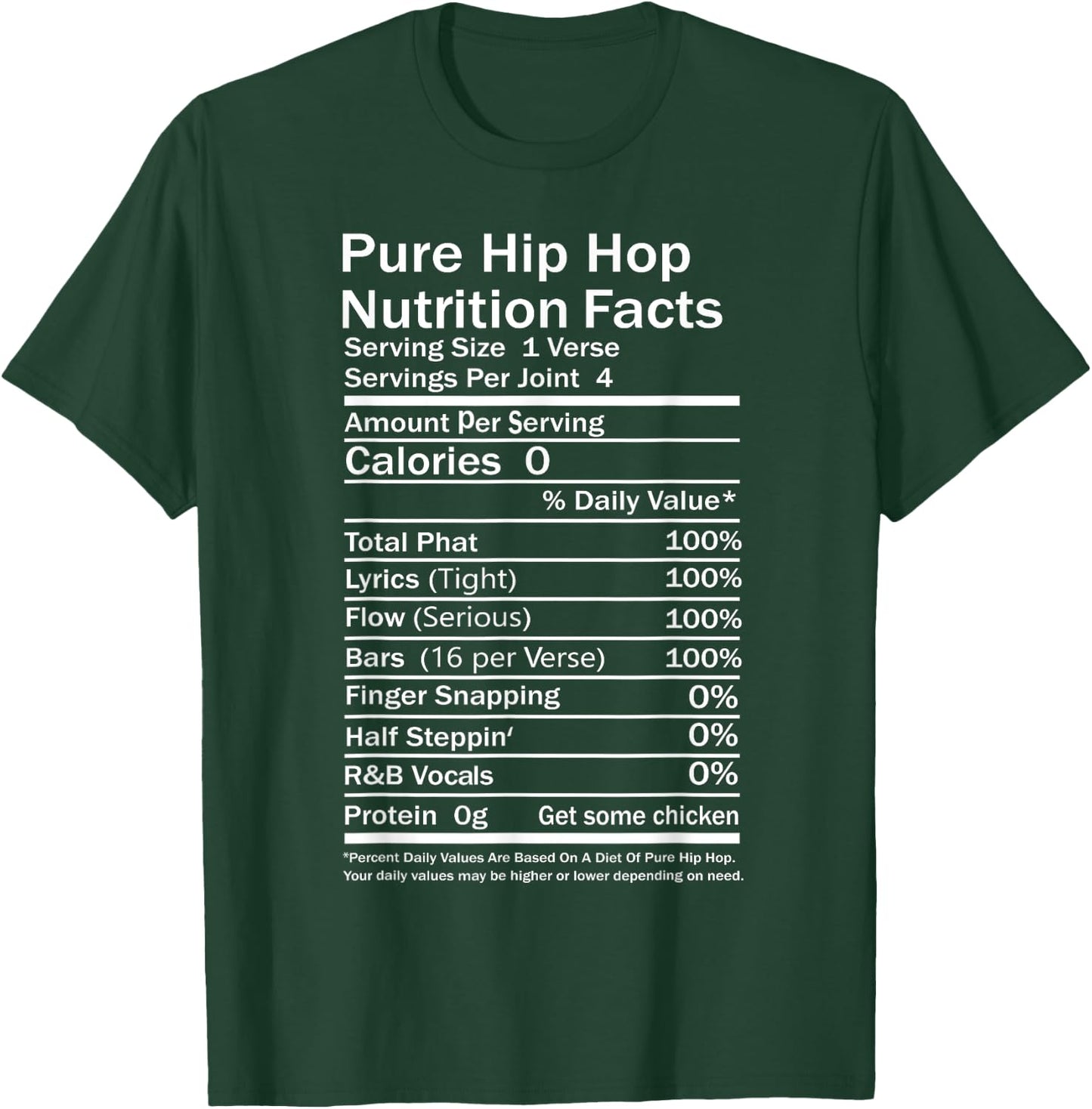 Hip Hop Nutrition Facts Concert Rap Music Joke Party Casual T-Shirt - T-Shirt | Forest