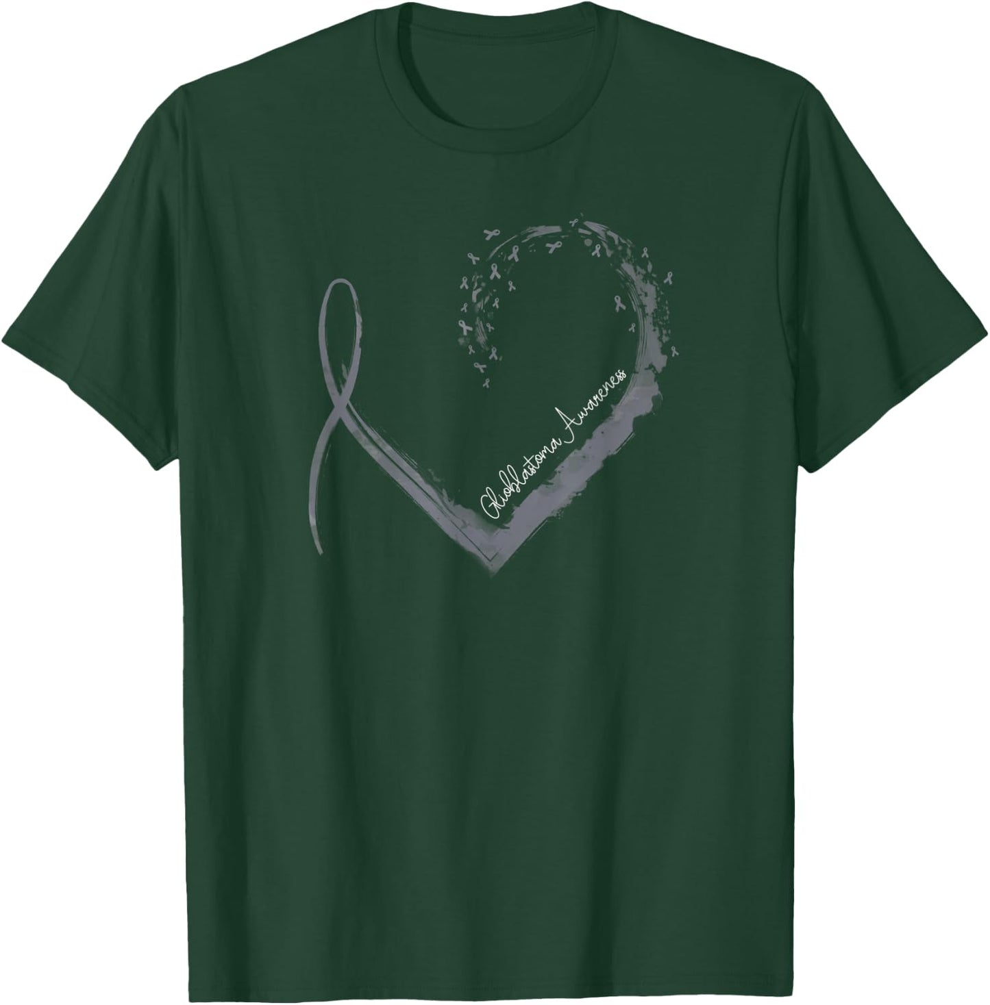 Ribbon Heart Glioblastoma Awareness T-Shirt - T-Shirt | Forest