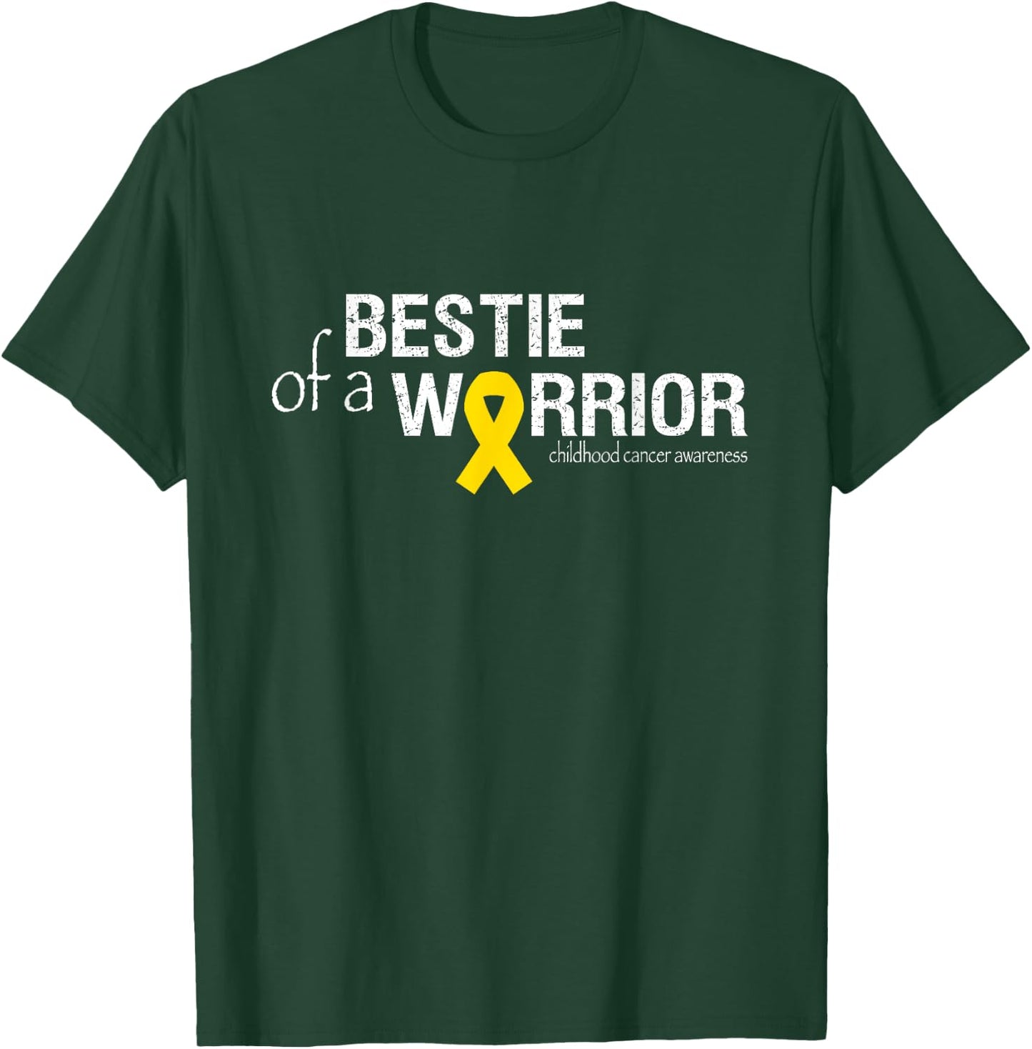 Bestie Of A Warrior Childhood Cancer Awareness Ribbon T-Shirt - T-Shirt | Forest