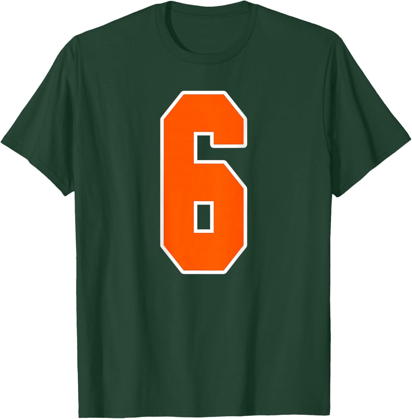 Back Print Orange Sports Block Number 6 For Sports Team T-Shirt - T-Shirt | Forest