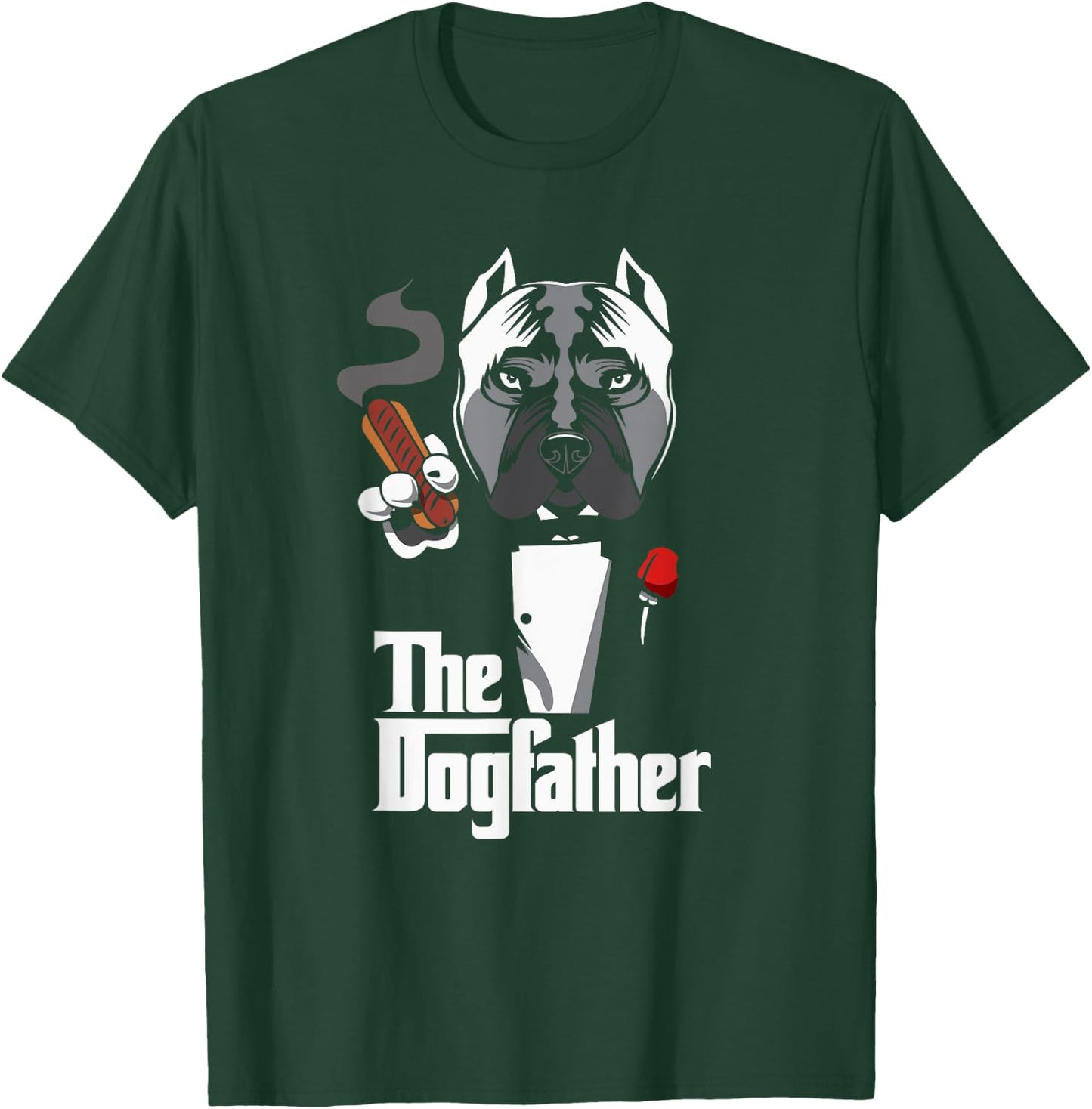 Utopia Sport Dogs Shop The Dogfather Funny , Men's Black Cartoon Dog , Small, Classic Fit, Short Sleeve T-Shirt - T-Shirt | Forest