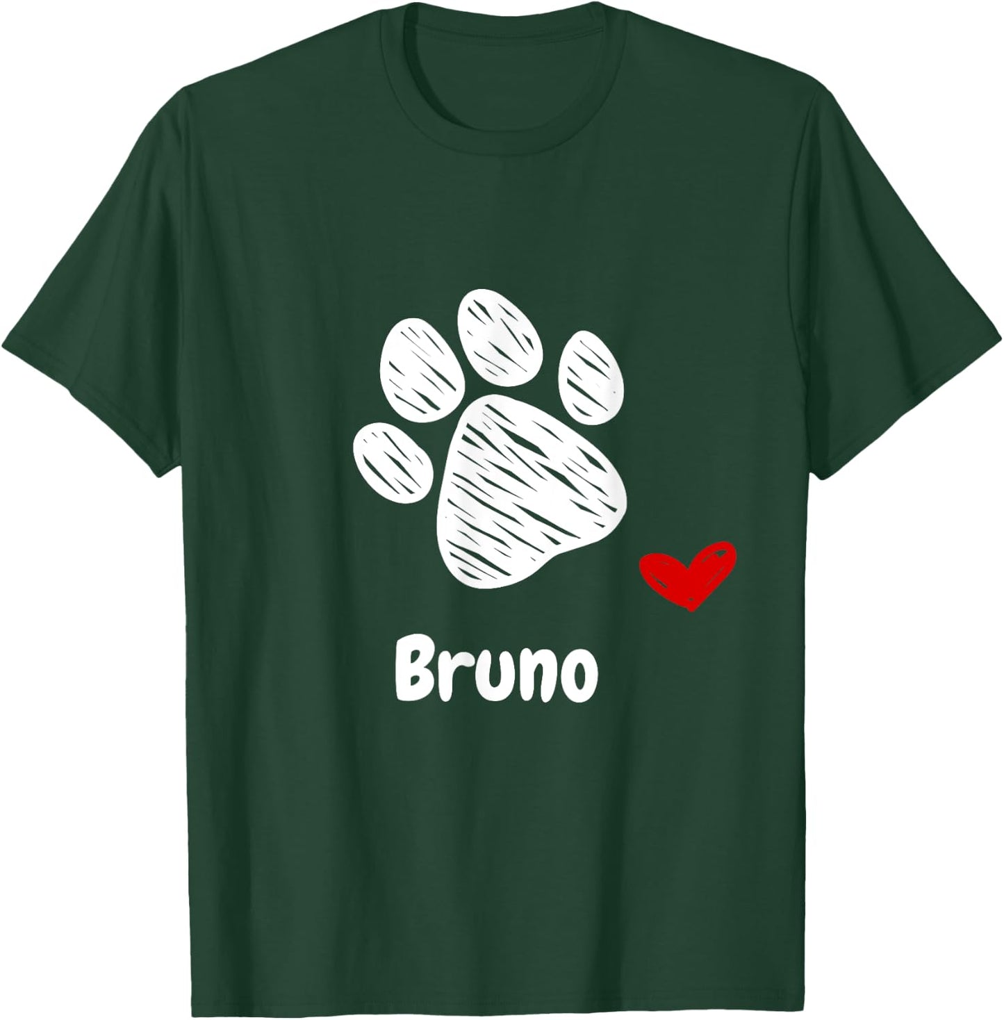Bruno Dog Paw Best Puppy Dog Named Bruno Dog Lover Men Women Girls Kids T-Shirt - T-Shirt | Forest