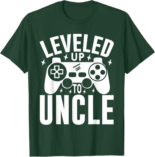 Leveled Up To Uncle & Uncle Pregnancy Announcement Gamer T-Shirt - T-Shirt | Forest