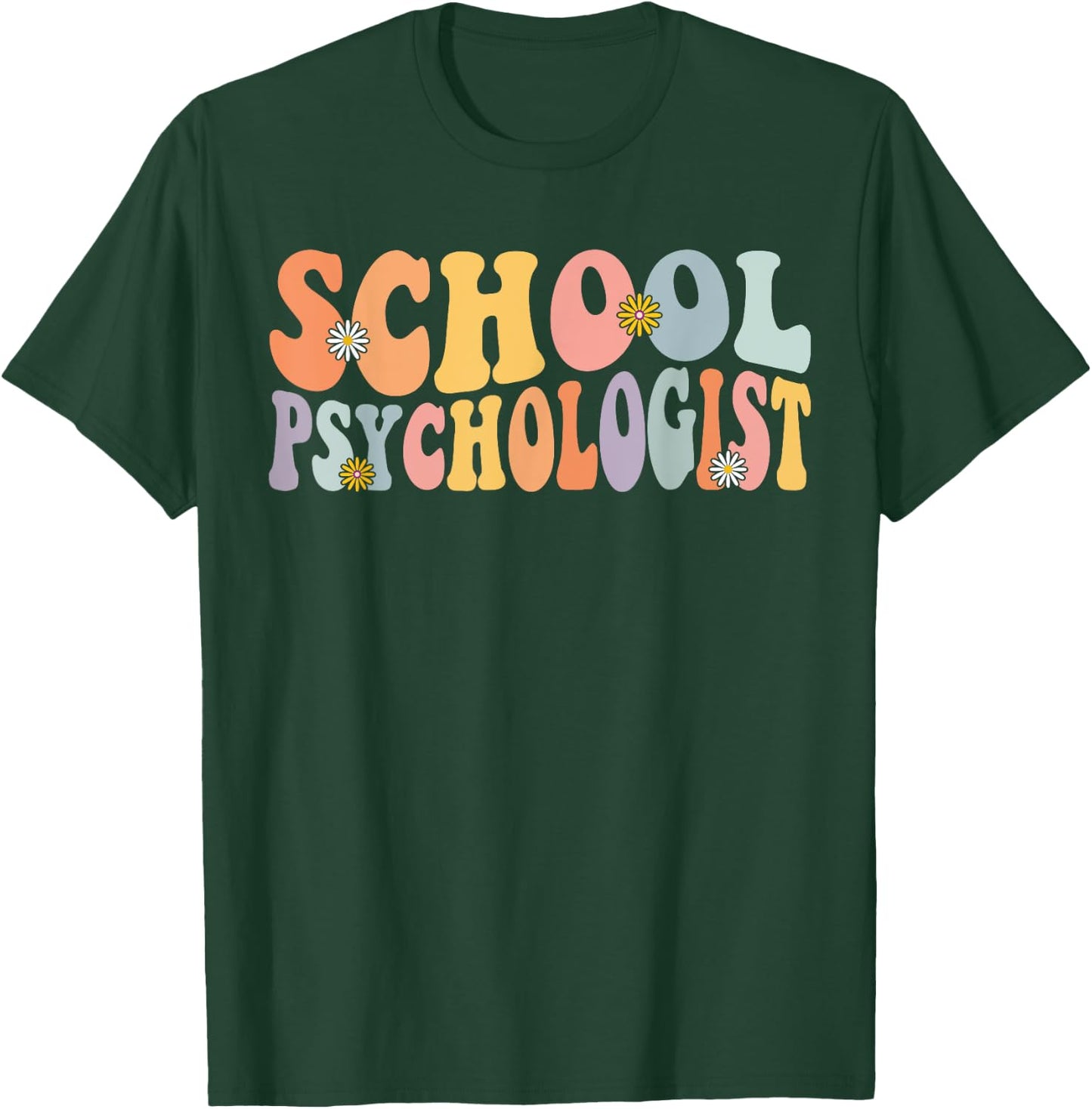 School Psychologist Groovy Retro Psychology Teacher Psych T-Shirt - T-Shirt | Forest