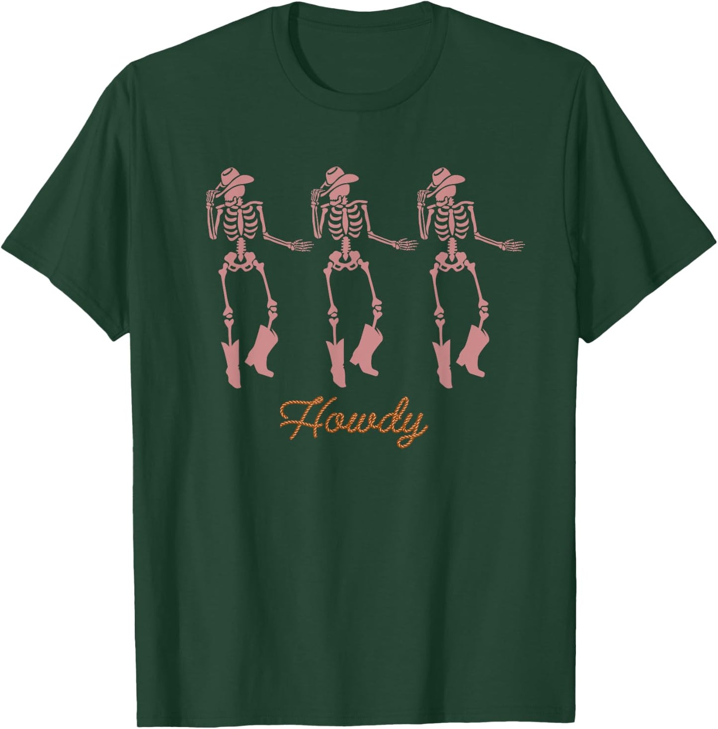 Retro Howdy Skeleton Cowgirl Dancing Cowboy Boots Horse T-Shirt - T-Shirt | Forest