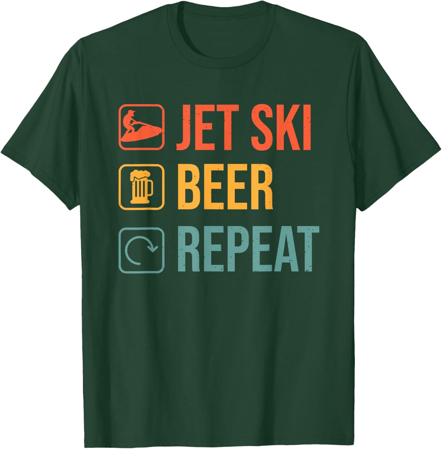 Jet Ski Beer Repeat Funny Jet Ski Operator Jetski Rider T-Shirt - T-Shirt | Forest