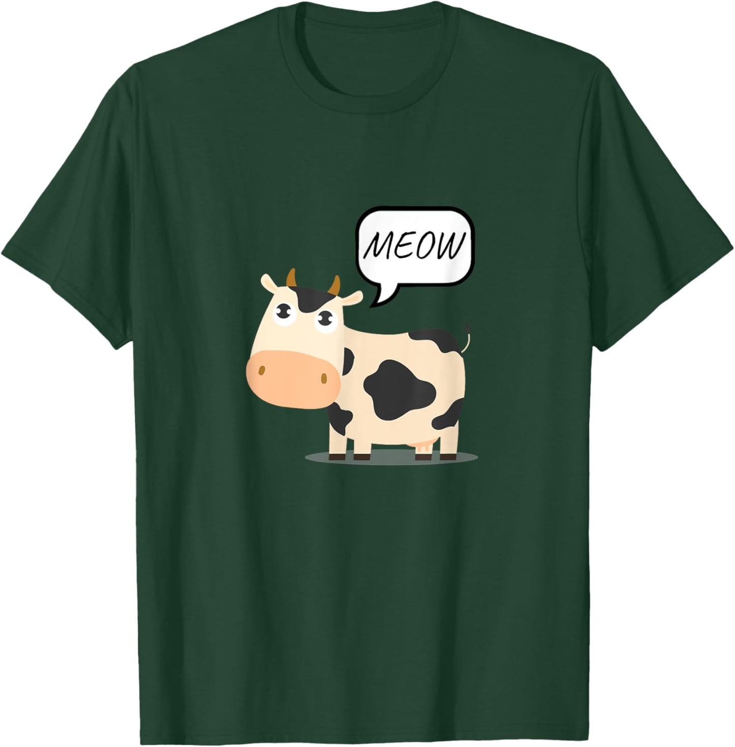 Cow Says Meow Funny Animal Unexpected Twist On Nature Humor T-Shirt - T-Shirt | Forest