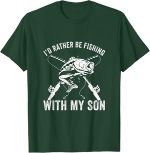 Father and Son Rather be Fishing with my Son Funny Fishing T-Shirt - T-Shirt | Forest