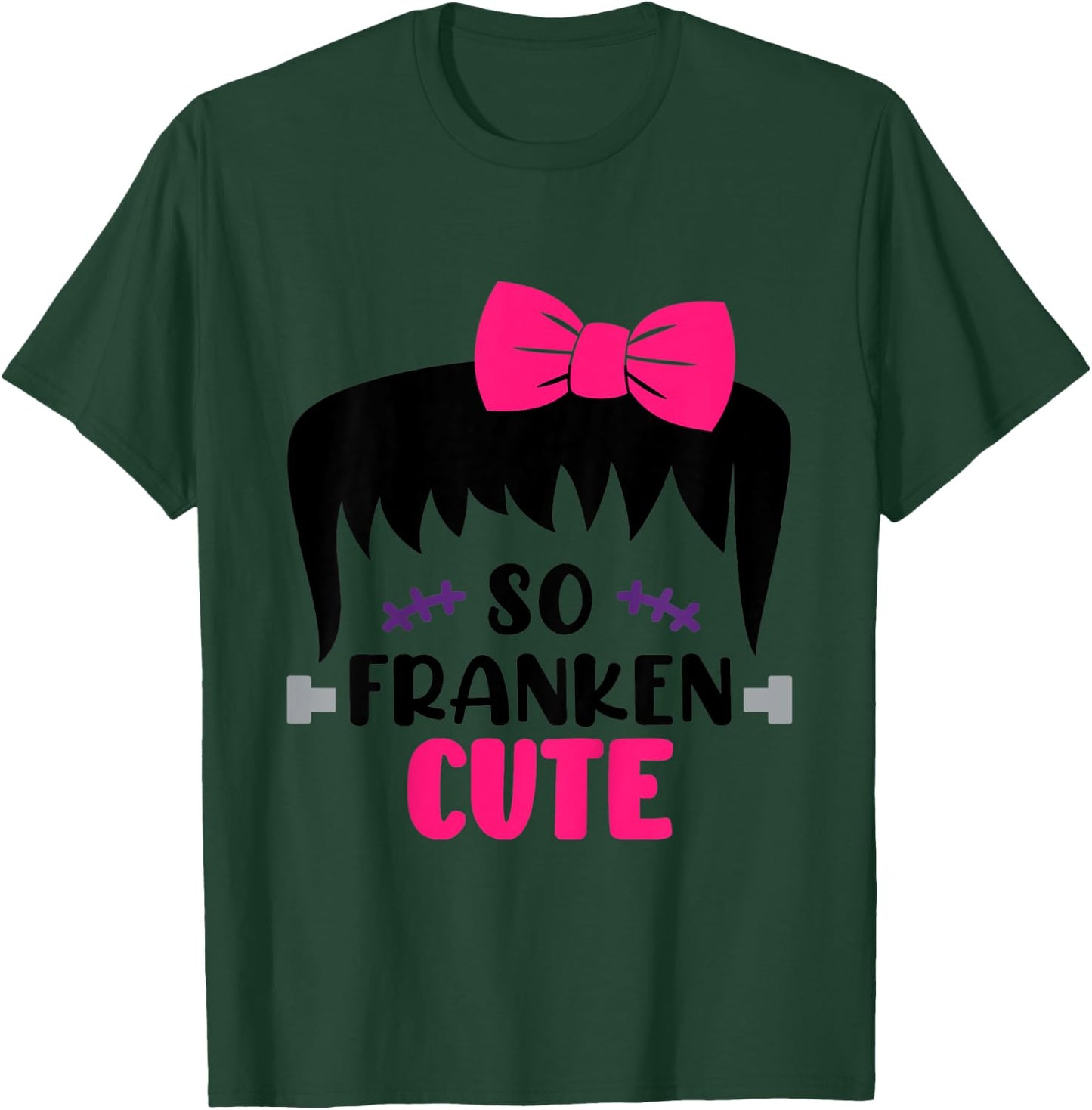 Kids So Franken Cute Toddler Girl Halloween Costume Scary Funny T-Shirt - T-Shirt | Forest