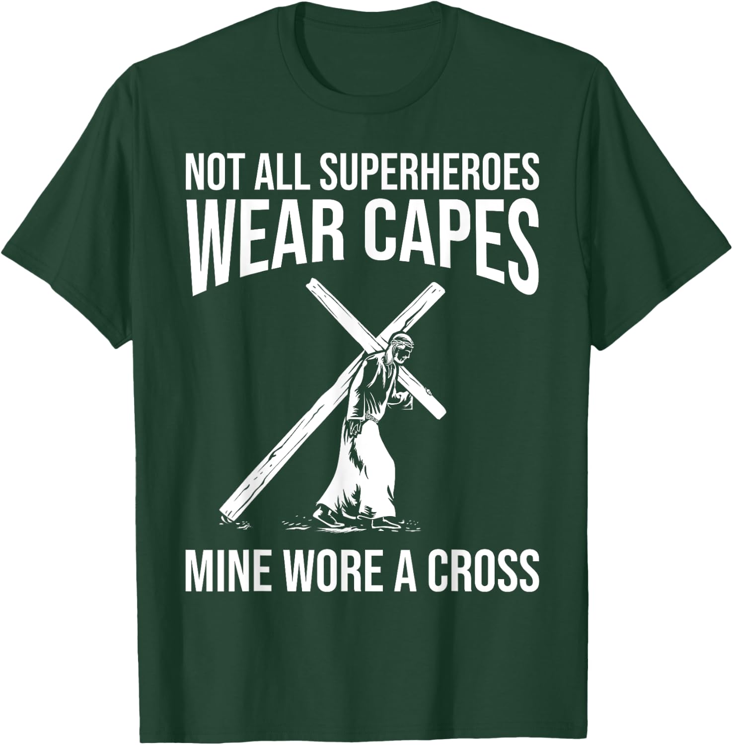 Funny Jesus Superhero Design Men Women Jesus Christ Cross T-Shirt - T-Shirt | Forest