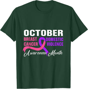 Breast Cancer Domestic Violence Awareness Month Ribbon T-Shirt - T-Shirt | Forest