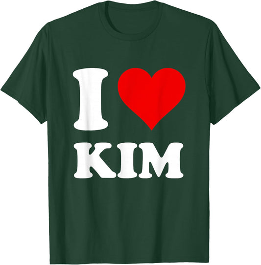 Red Heart Motif I Love Kim T-Shirt - T-Shirt | Forest
