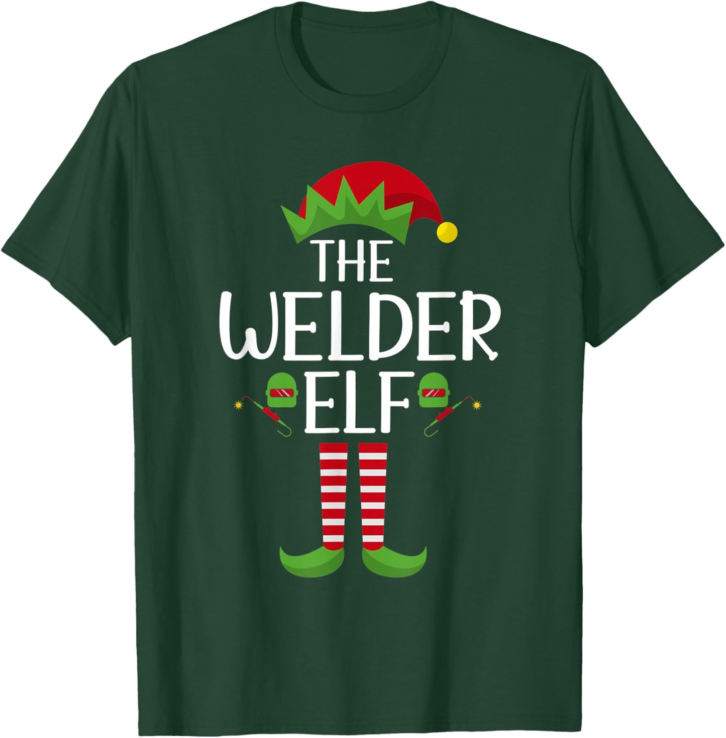 Elf Group Matching Family Christmas Costume The Welder Elf T-Shirt - T-Shirt | Forest