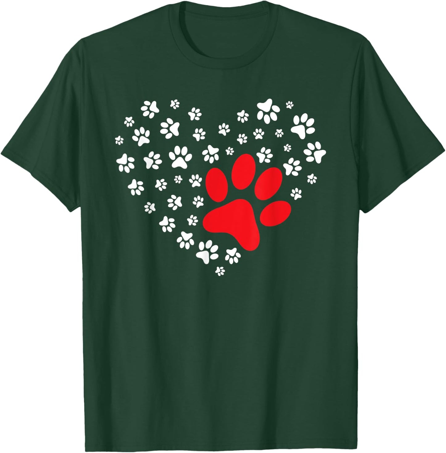 Dog Paw Heart - Dog Lover Puppy Owner T-Shirt - T-Shirt | Forest
