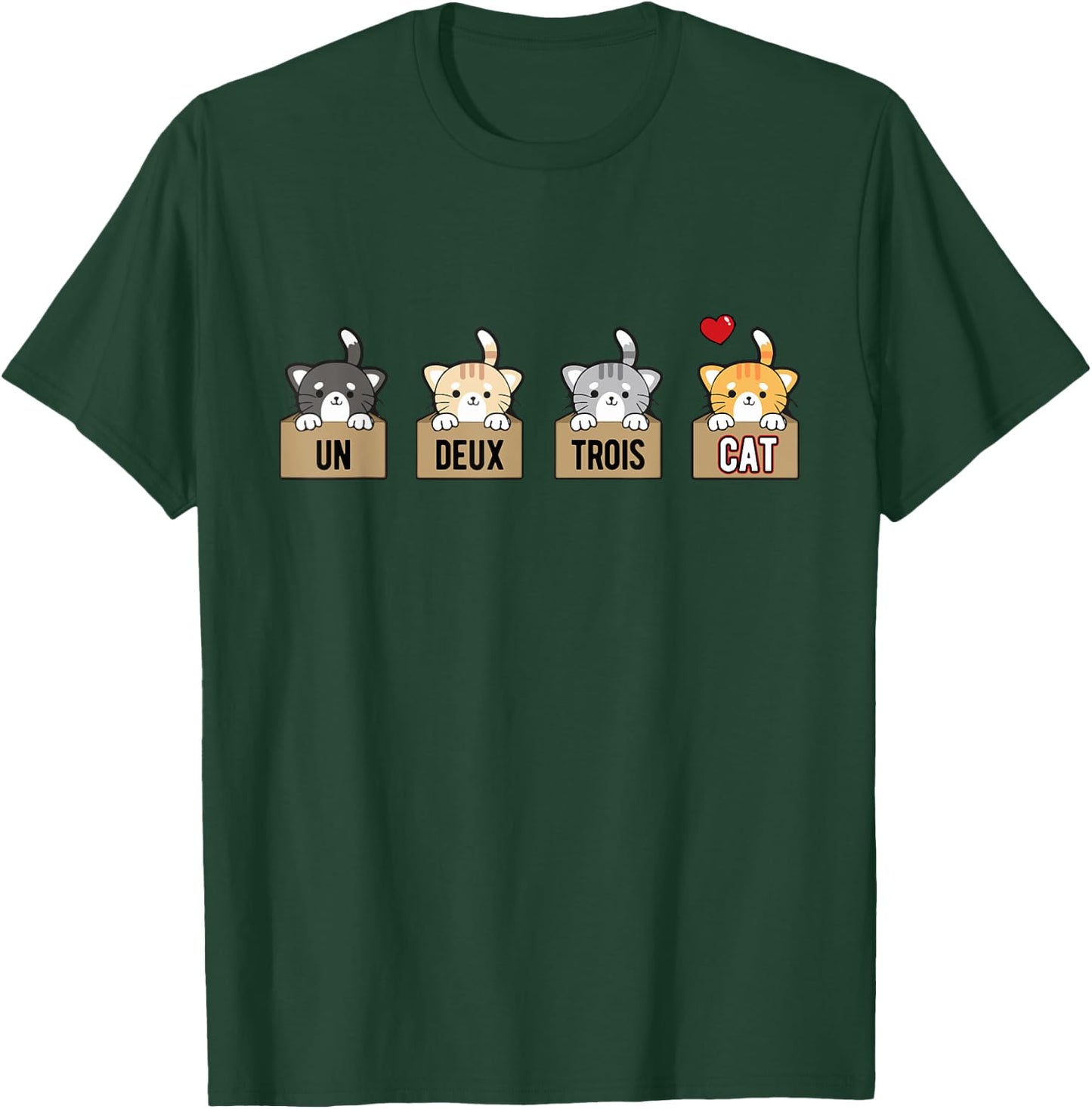 Un Deux Trois Cat Funny French Cat Pun T-Shirt - T-Shirt | Forest