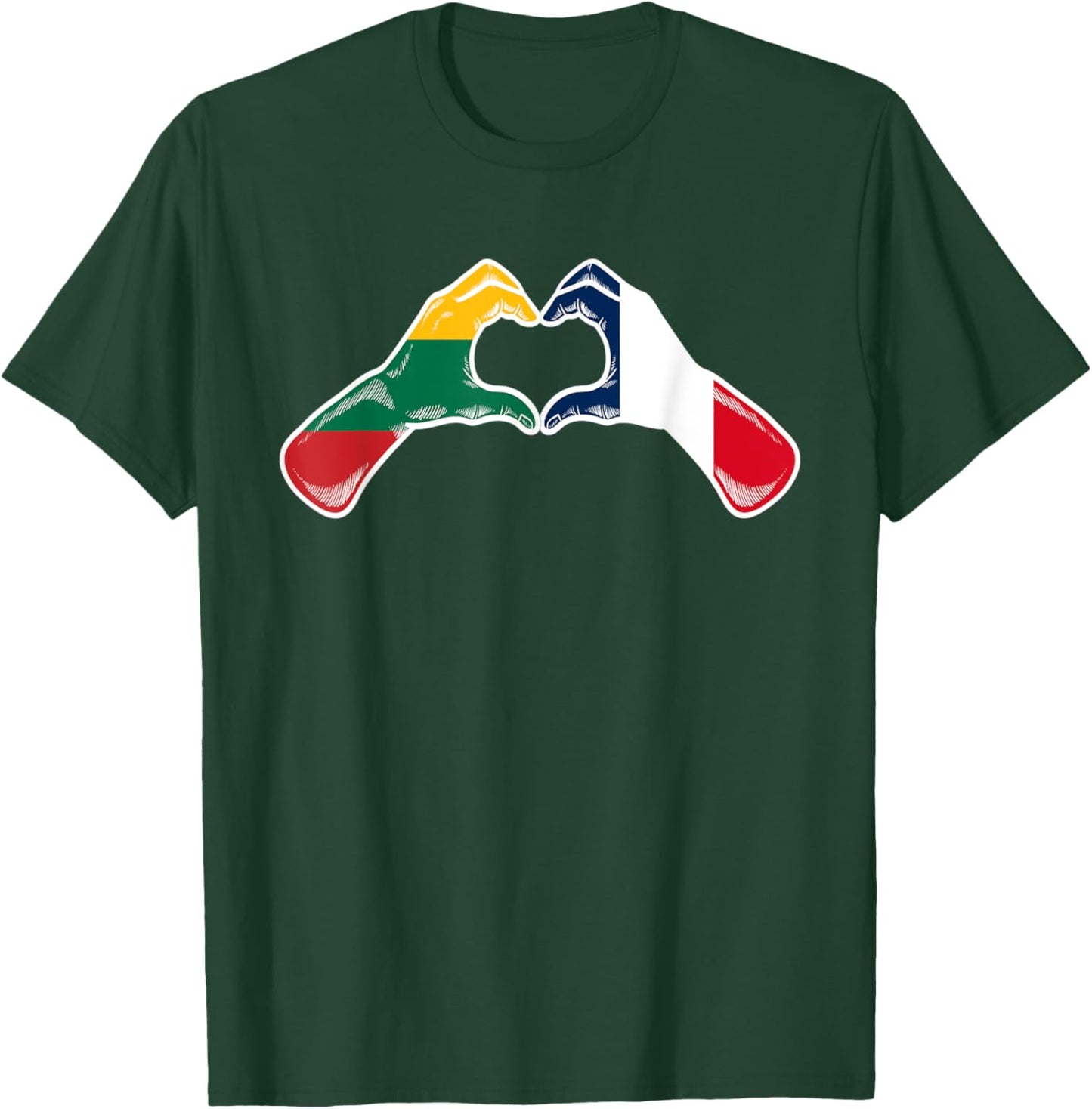 Lithuania France Flag - Lithuanian French Heart T-Shirt - T-Shirt | Forest