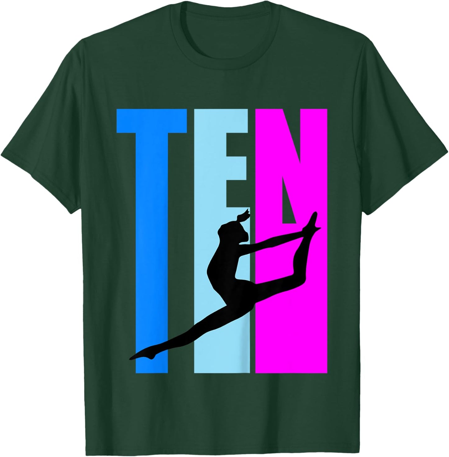 Kids 10th Birthday Gymnastics Girls Gymnast Dance Dancer Dancing T-Shirt - T-Shirt | Forest