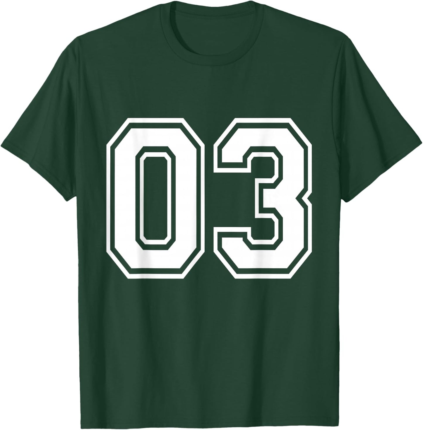 Number 03 Varsity Sports Team Jersey 3rd Birthday 3 Years T-Shirt - T-Shirt | Forest