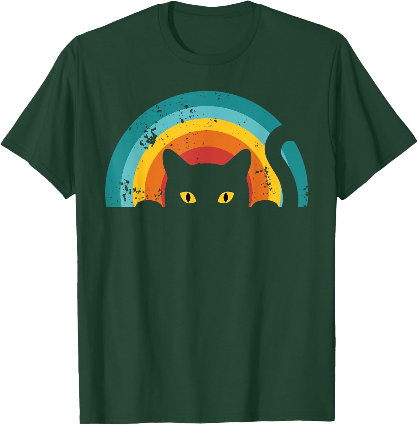 Vintage Style Cat Retro Distressed Cat T-Shirt - T-Shirt | Forest